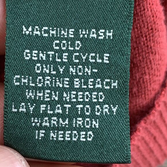 Lauren Ralph Lauren Womens Cardigan Sweater Sz Medium Red Cotton Pockets Button - Picture 9 of 9